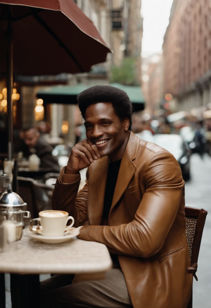 A snapshot of Billy Washington sitting at an outdoor cafe, sipping on an espresso, with a smile playing on his lips as he people-watches in the heart of Soho. He is pale white skinned.,original,In his early to mid-20s, Bill's appearance mirrors his internal struggles—short, light brown to blonde hair, soft features on a tall frame.