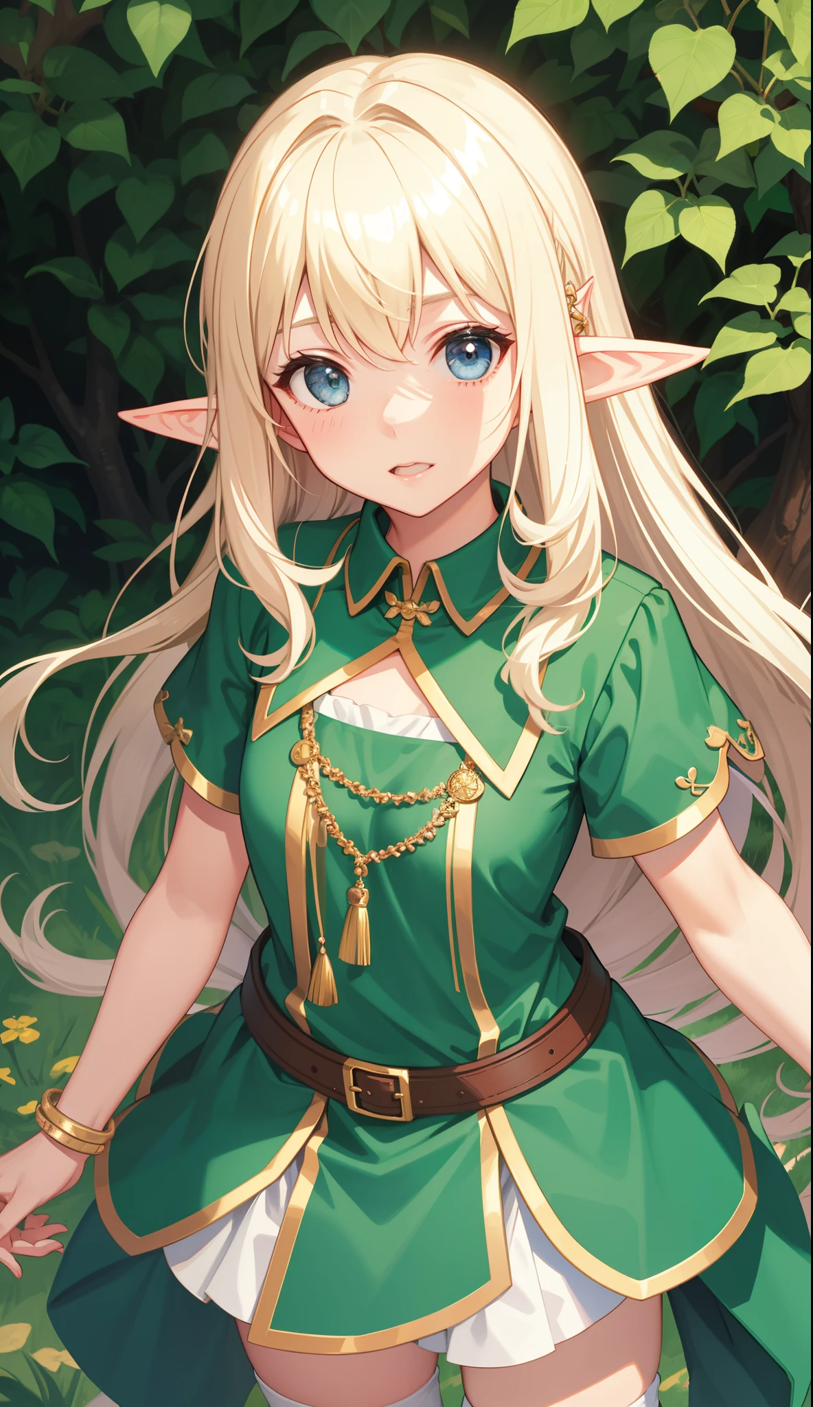 1girl in、AS-Adult、Cute Elf、Forester、(small tits)、Upper body portrait、