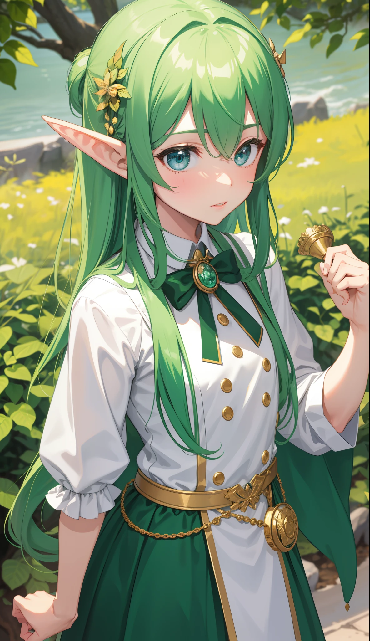 1girl in、AS-Adult、Cute Elf、Forester、(small tits)、Upper body portrait、
