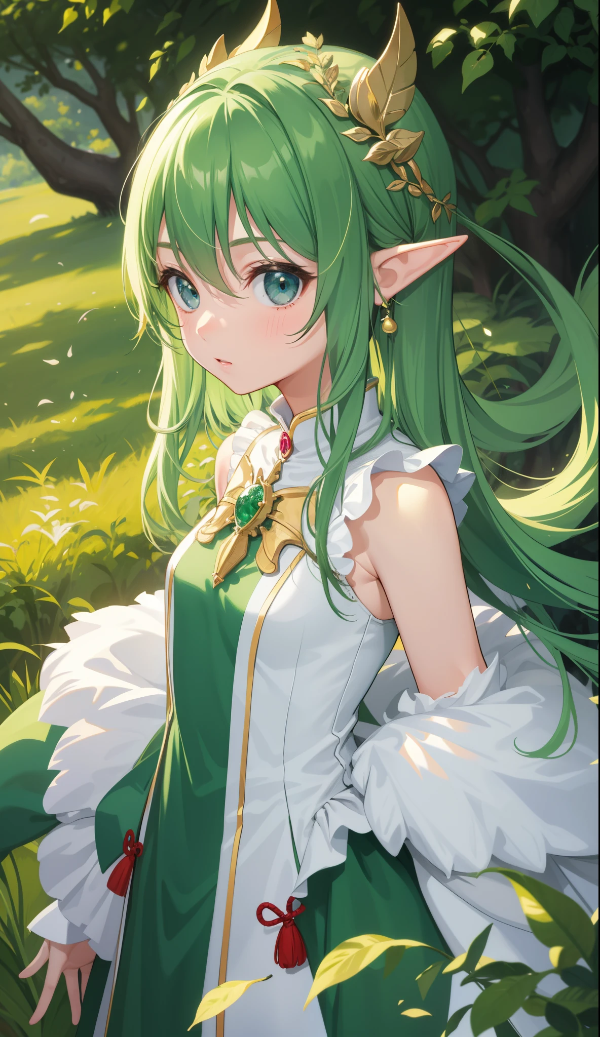 1girl in、AS-Adult、Cute Elf、Forester、(small tits)、Upper body portrait、