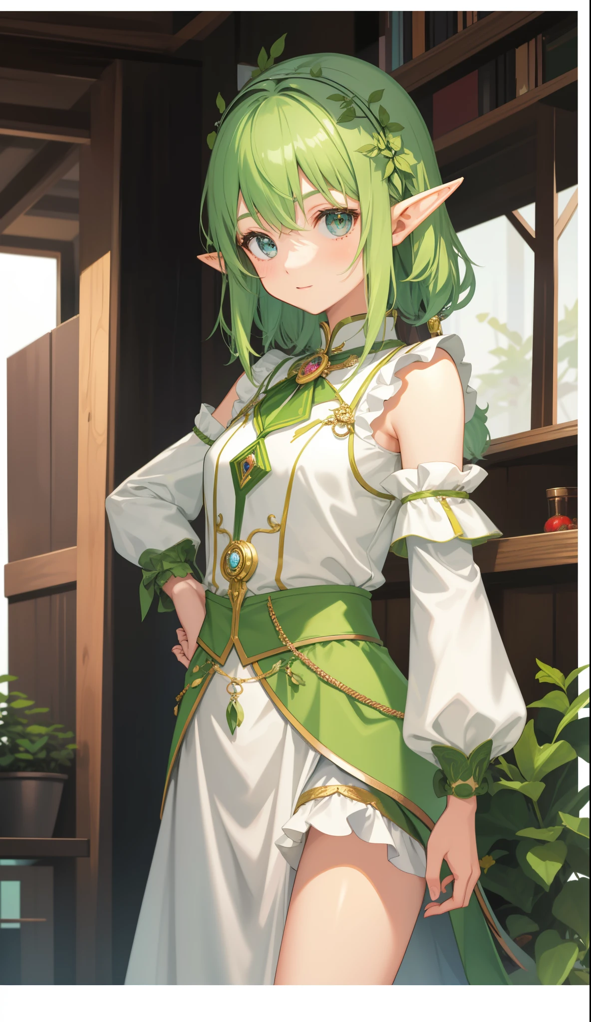 1girl in、AS-Adult、Cute Elf、Forester、（small tits）、Upper body portrait、