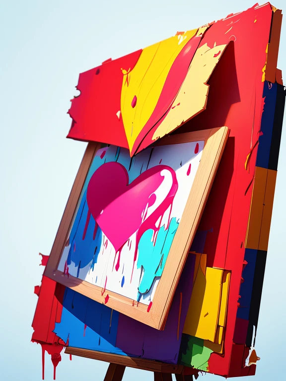 a conceptual drawing, half face half heart, paint dripping, masterpiece, Something