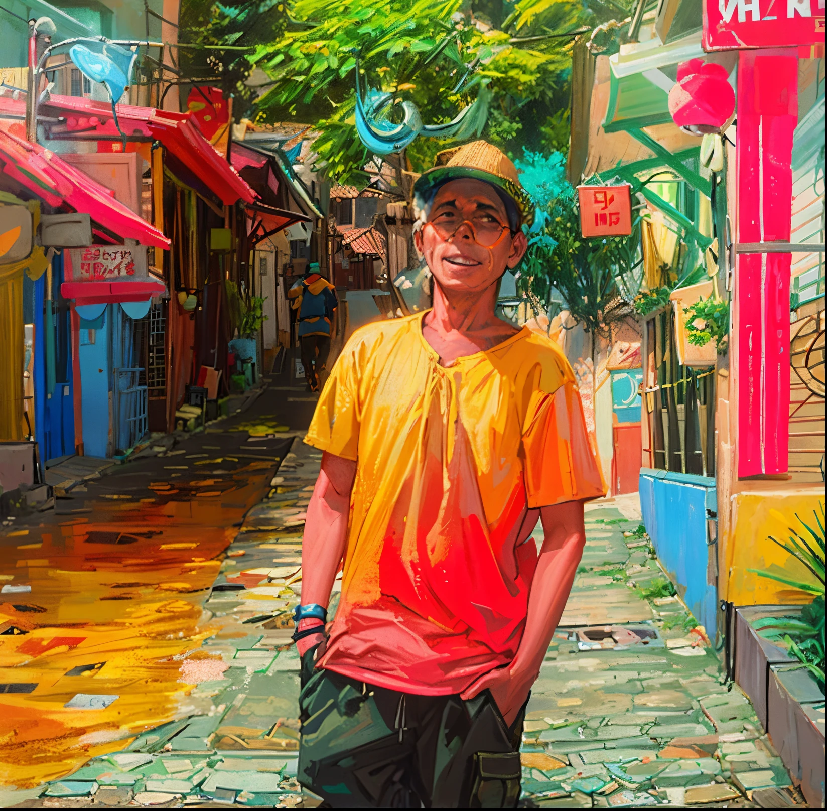 sharpened man standing on a sidewalk in a narrow alley, daniel mirante, standing in an alleyway, Nick Silva, caio santos, Directed by: Sam Dillemans, taken in the early 2020s, Como Jiufen, standing in street, standing on a township street, Fotografia tirada em 2 0 2 0, cerca de 20 yo
