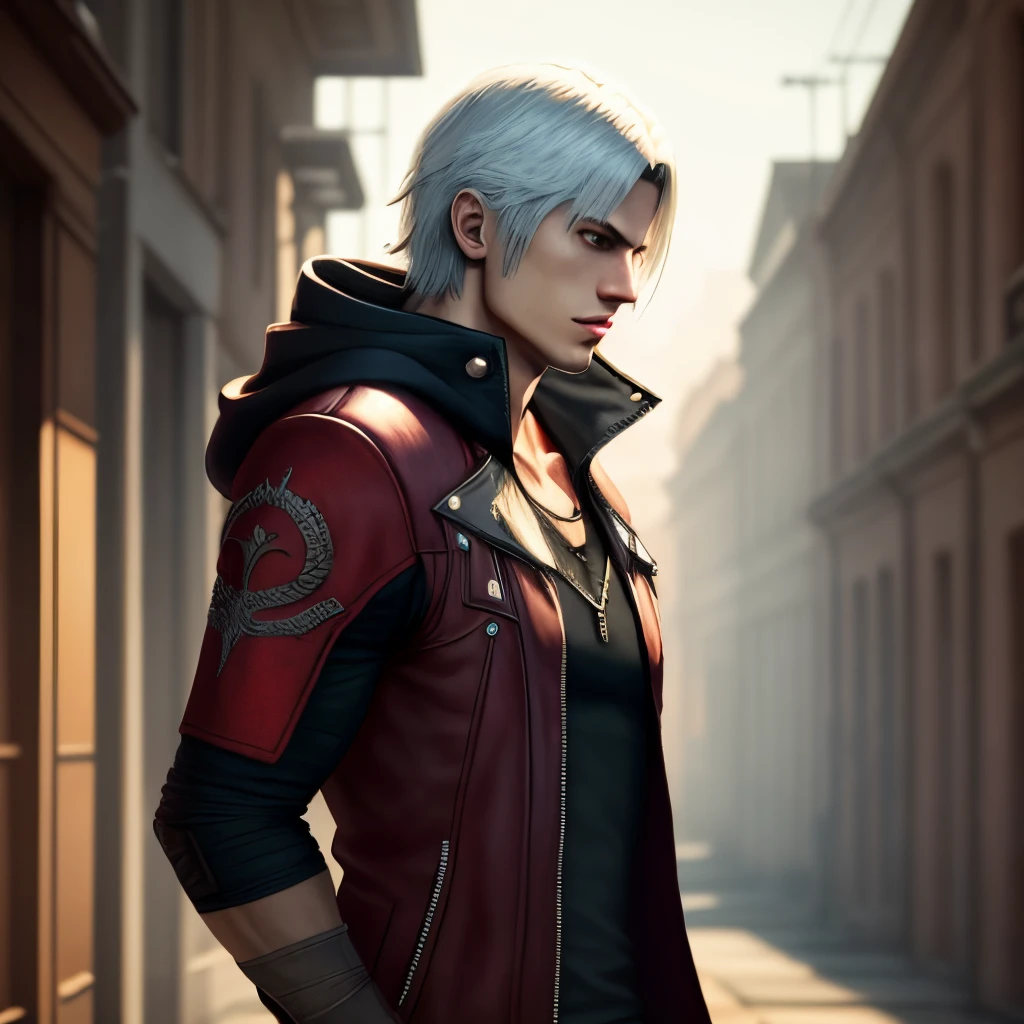 Dante from devil may cry 4 with a hood