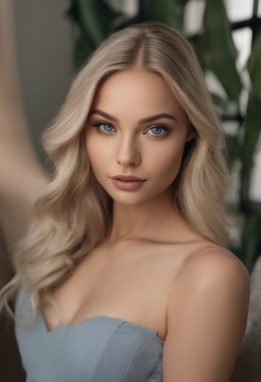 Woman with matching tank top and panties, Sexy girl with blue eyes, portrait sophie mudd, Portrait de Corinna Kopf, blonde hair and large eyes, Selfie einer jungen Frau, ohne Make-up, Natural makeup, Blick direkt in die Kamera, Gesicht mit Artgram, dezentes Make-up, Great full body photo, im Zimmer, big boobs, Blond, Latein