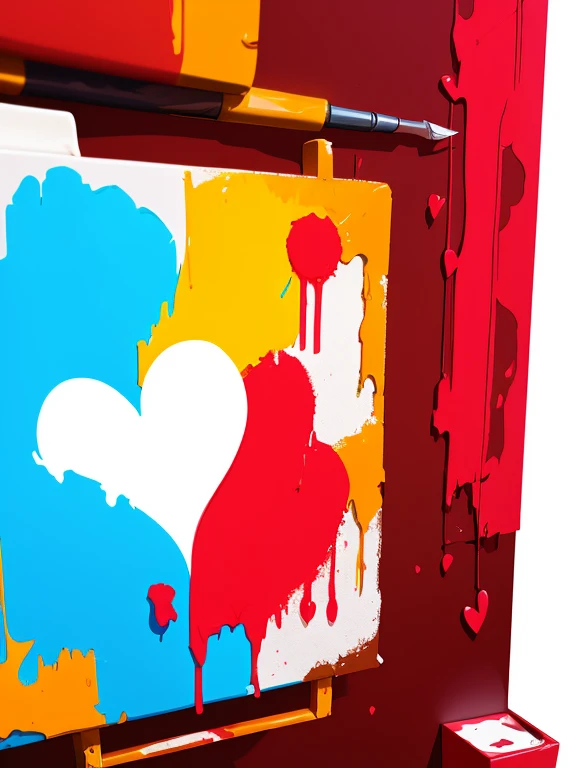 a conceptual drawing, half face half heart, paint dripping, masterpiece, Something