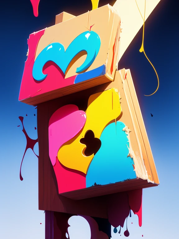 a conceptual drawing, half face half heart, paint dripping, masterpiece, Something
