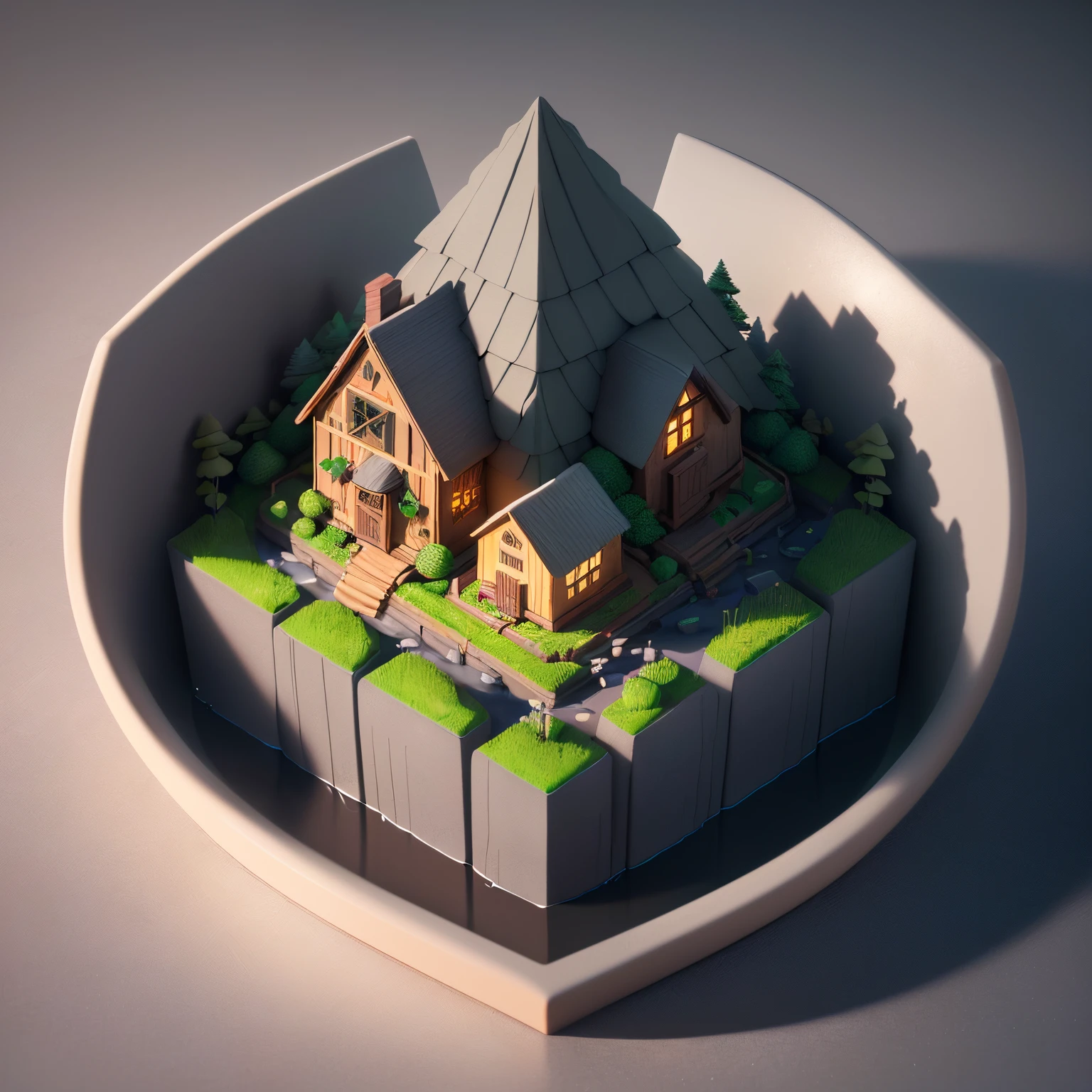 (isometric 3D),(masterpiece), (extremely detailed CG unity 8k wallpaper), (best quality), (best illustration), (best shadow),
a cute ,A round turnip hut covered with fog
,octane render,ray tracing,ultra detailed, (slate gray theme color:1.2), (hex color #708090)