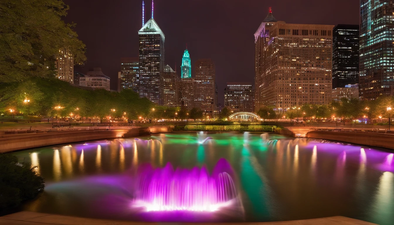 Millenium park chicago at night