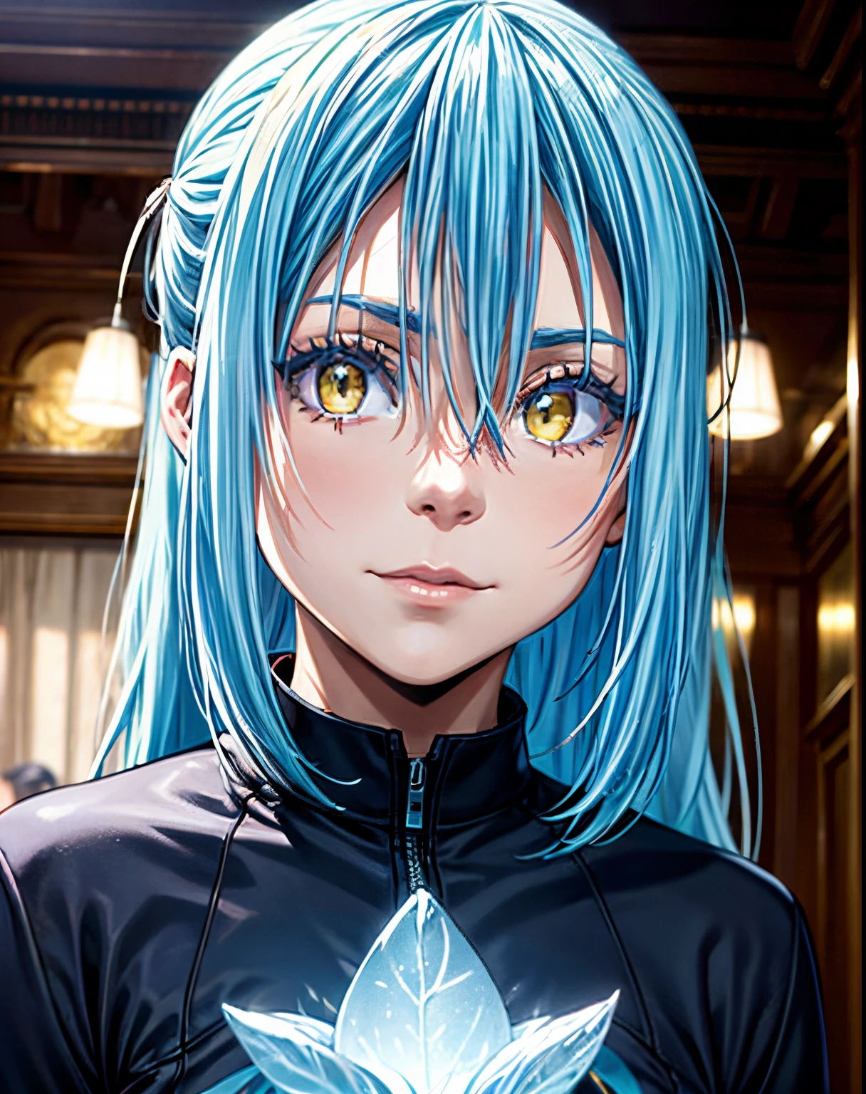 “Craft a mesmerizing image featuring a character with striking yellow eyes and luxurious long blue hair, emphasizing the depth and intensity of their gaze. This masterpiece will prioritize the best quality (1.5) and vivid details, ensuring the character’s eyes and hair are intricately rendered. The scene should convey a sense of enchantment and captivation, allowing viewers to immerse themselves in the vivid allure of this character’s unique features.”