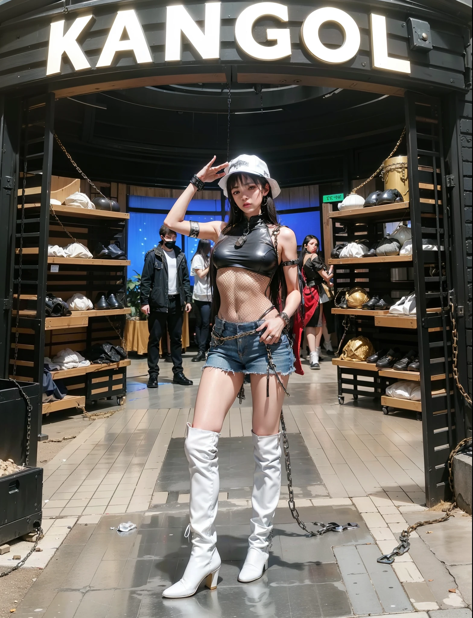 Wear tight rubber clothing,(No bra wearing), Wet crotch, Wet thighs, beuaty girl,Have slim abdominal muscles: 1.4, (((Protruding nipple tip, areola is protruding, The shape of Dantian is clearly visible)), sixpack abs: 1.4, Breast Enlargement Botox, photore, Sharpness, Unique 850 4, Koda850 k portrait camera, f1.6 guns, hyper realistic texture, Spectacular light textures, Cinestil 800 fashion mechanic, (Futuristic sci-fi combat fashion: 1.1), (perfectly tied together with chains), restrained, slaves, collars, ((The sun shines、spacious prison)), dark fantacy, Real material details, extremly high detail, surreal material ((Torn costume))), Wet, Cloudy, (locks)), ((High chain concentration)), ((Chain drilled into crotch)), (No bra wearing), Shredded clothes, Broken golden shield and battle spear, Combat gloves, Combat shoulder armor, actual, (Torn clothes, Clothing that exposes, bloods: 1.3), tear open cloak, Torn pantyhose, legs long, Metal shackles and shackles, ((Chains hanging from the sky)), Her wet crotch is clearly visible., Swarovski's sword and the anatomy beneath his feet, (Futuristic sci-fi combat fashion, Hole-in fishnet socks),White high-heeled boots