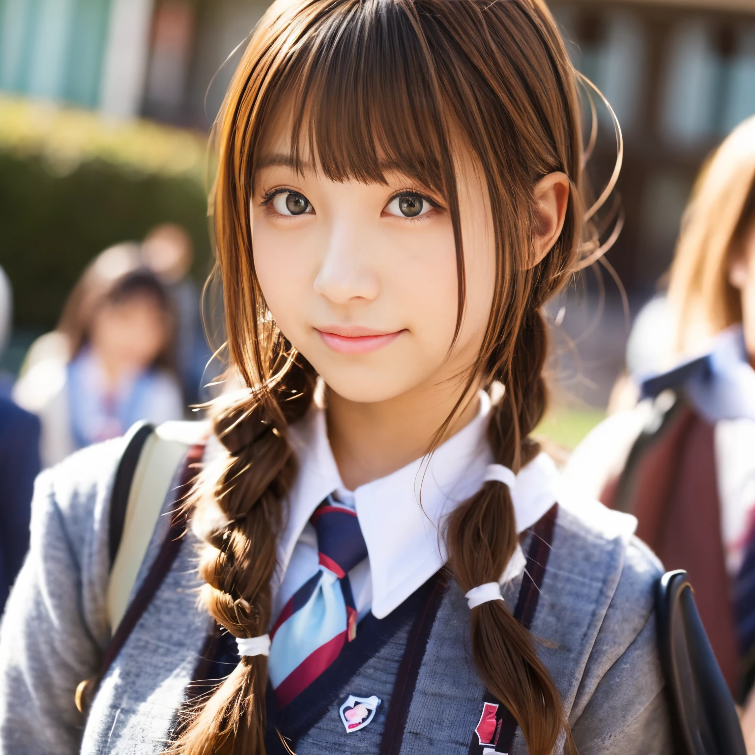 (RAW Photos:1.2), (Realistic:1.4), Cute Detailed Girl,smile, Very detailed eyes and face, Beautiful attention to detail, Very detailedな, High resolution, Very detailed, Highest quality, masterpiece, Kanna Hashimoto, ((Japanese high school girls uniform)), Very detailed, CG, Unified, 8k wallpaper, wonderful, The finer details, masterpiece, Highest quality, Very detailed CG uniform 8k wallpaper, Light on the face, Cinema Lighting, One girl, 12 years old, ((Dynamic pose))