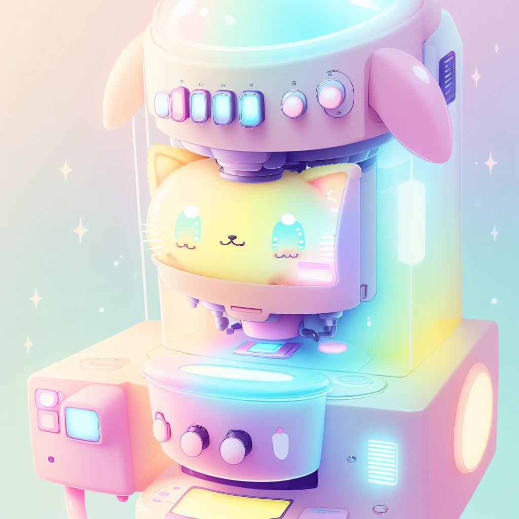 kawaiitech,pastel color, kawaii, cute colors ,scifi,
coffee machine , mug ,