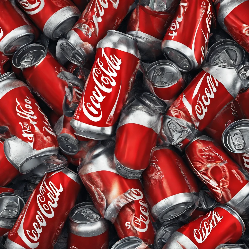 Coca Cola can crushed by hand、realistic representation、Delicate images give a realistic feel that looks like it&#39;s about to pop out at any moment