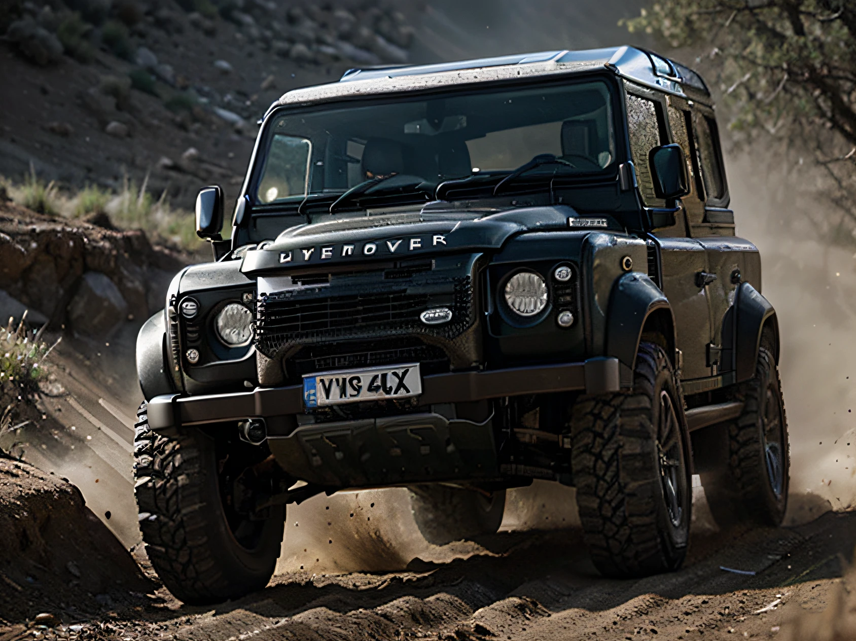 1 car, land rover defender, offroad car, offroad, dirt, rally, liveries, ultra sharp image, high definition, cinematic lighting, high resolution, high quality, 8k, neoprene, ultra sharp focus