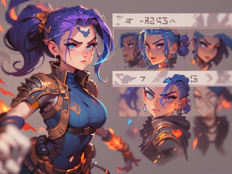 High resolution, ridiculous, very detailed beautiful face and eyes, perfect anatomy, (jinx, very beautiful humans), (2 super beauties, in battle, long shot), good lighting, cinematic shadows, Detailed background, action game UI, point game, pixel art, league of legends, crisis, various poses, various expressions, full body, sound effects, motion blur, from the side