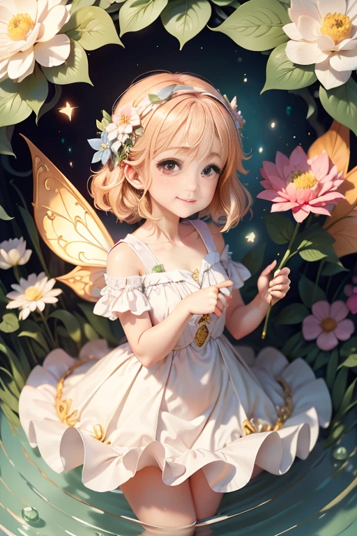 Beautiful fairy with a sense of transparency smiles brightly、Let the good times roll。For a beautiful background、Baby Fairy、Bright iridescent scenery。