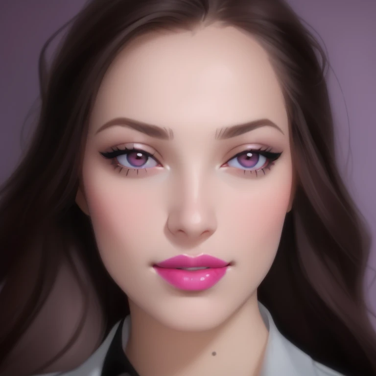 a close up of a woman with long hair wearing a tie, pink lips, inspired by Ksenia Milicevic, portrait sophie mudd, pink lipstick, full - face close - up portrait, sexy face with full makeup, full face close up portrait, soft portrait shot 8 k, wearing professional makeup, inspired by Adrienn Henczné Deák