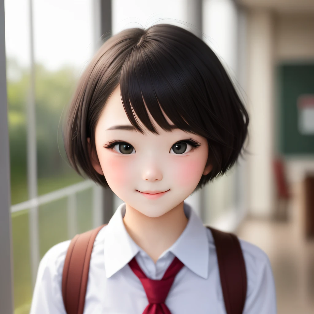 Cute high school girl with short cut