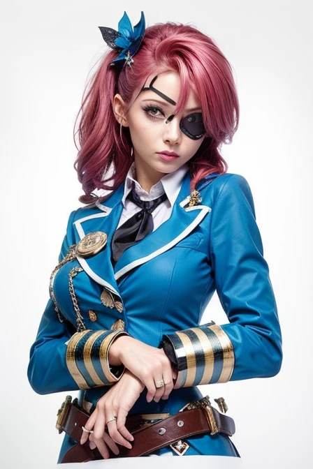 Beautiful girl, pink hair, black eye patch