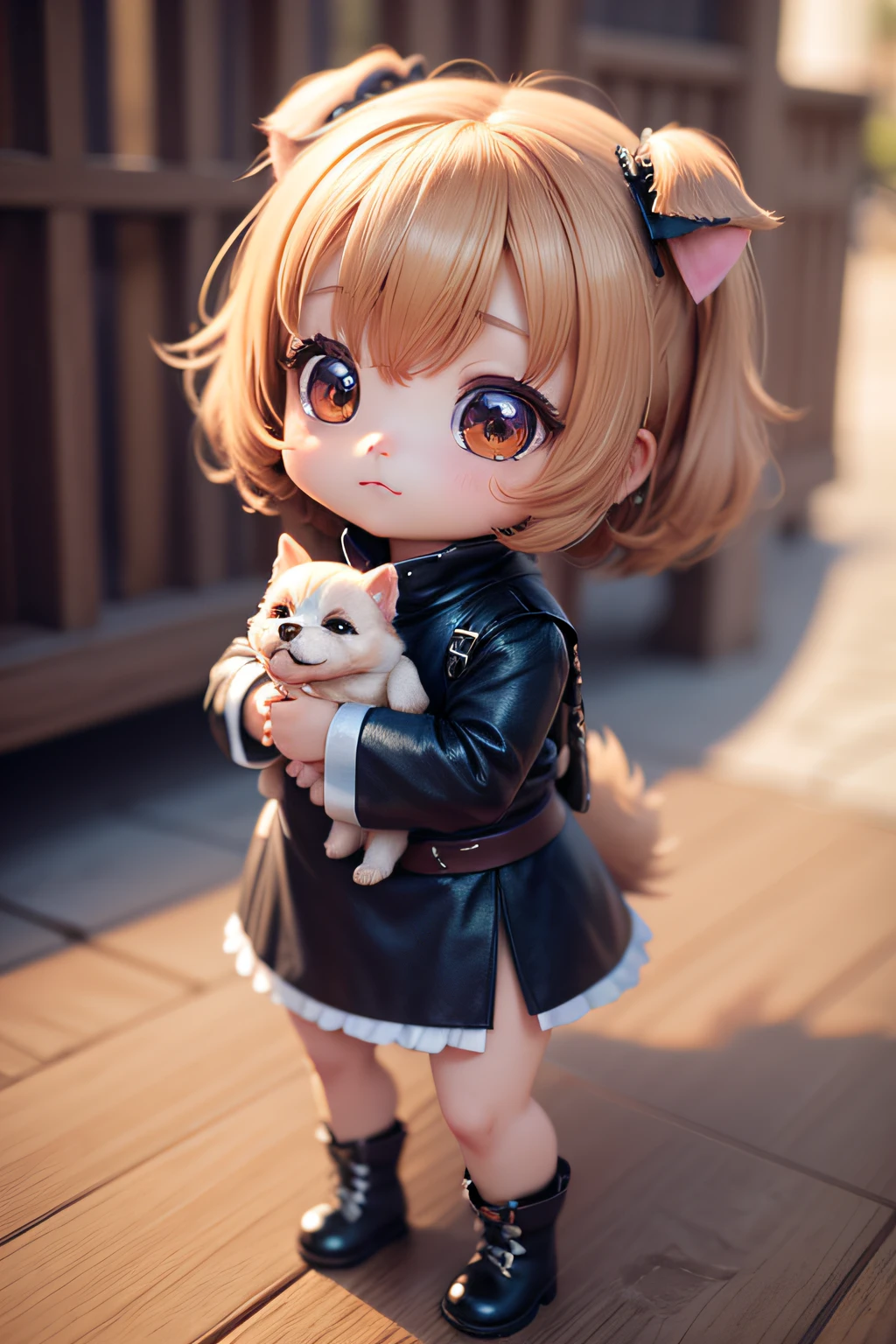, Chibi, High Definition, 4K resolution, creature、cute little、French Dog、3ｄ、4ｄ