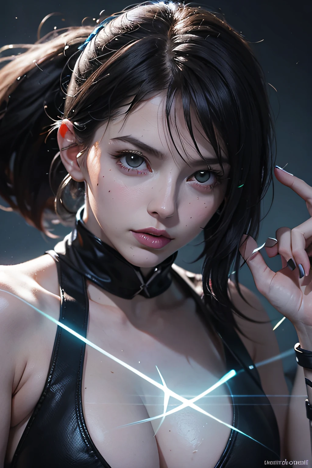 ((Best quality)), ((masterpiece)), (detailed:1.4), 3D, an image of a beautiful cyberpunk female,HDR (High Dynamic Range),Ray Tracing,NVIDIA RTX,Super-Resolution,Unreal 5,Subsurface scattering,PBR Texturing,Post-processing,Anisotropic Filtering,Depth-of-field,Maximum clarity and sharpness,Multi-layered textures,Albedo and Specular maps,Surface shading,Accurate simulation of light-material interaction,Perfect proportions,Octane Render,Two-tone lighting,Wide aperture,Low ISO,White balance,Rule of thirds,8K RAW,