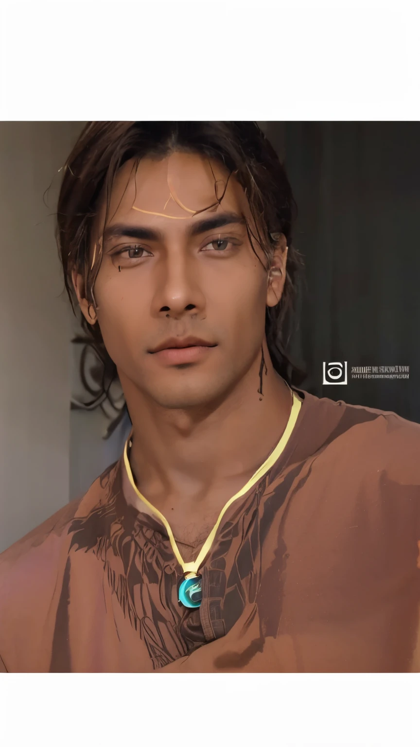 Handsome man, brown skin like an Arab, green eyes, has a streak on his left eye, realism, super detailed