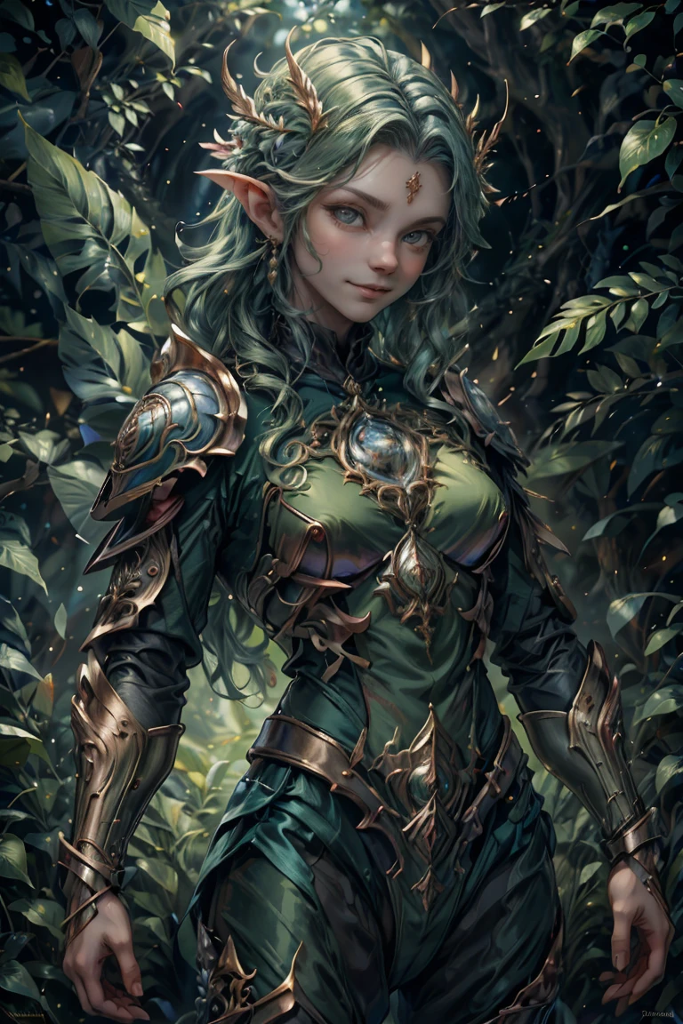 pintura de um duende em uma floresta celta encantada, sorridente, usando uma cartola verde, pintura digital sensual, piece of master, corpo inteiro, (( ao fundo pote de ouro e fadas)), por chunie, por darkgem:0.8, Antecedentes detalhados, ((corpo inteiro)), Lente LanceMen de 35 mm, Luthien, ((um retrato impressionante de um Deus)), Frank Kelly Freas, Estilo Karol Bak, ((beautiful face)), Ultra Definition, best quality, 32k ultra | |, Ultra HD | |