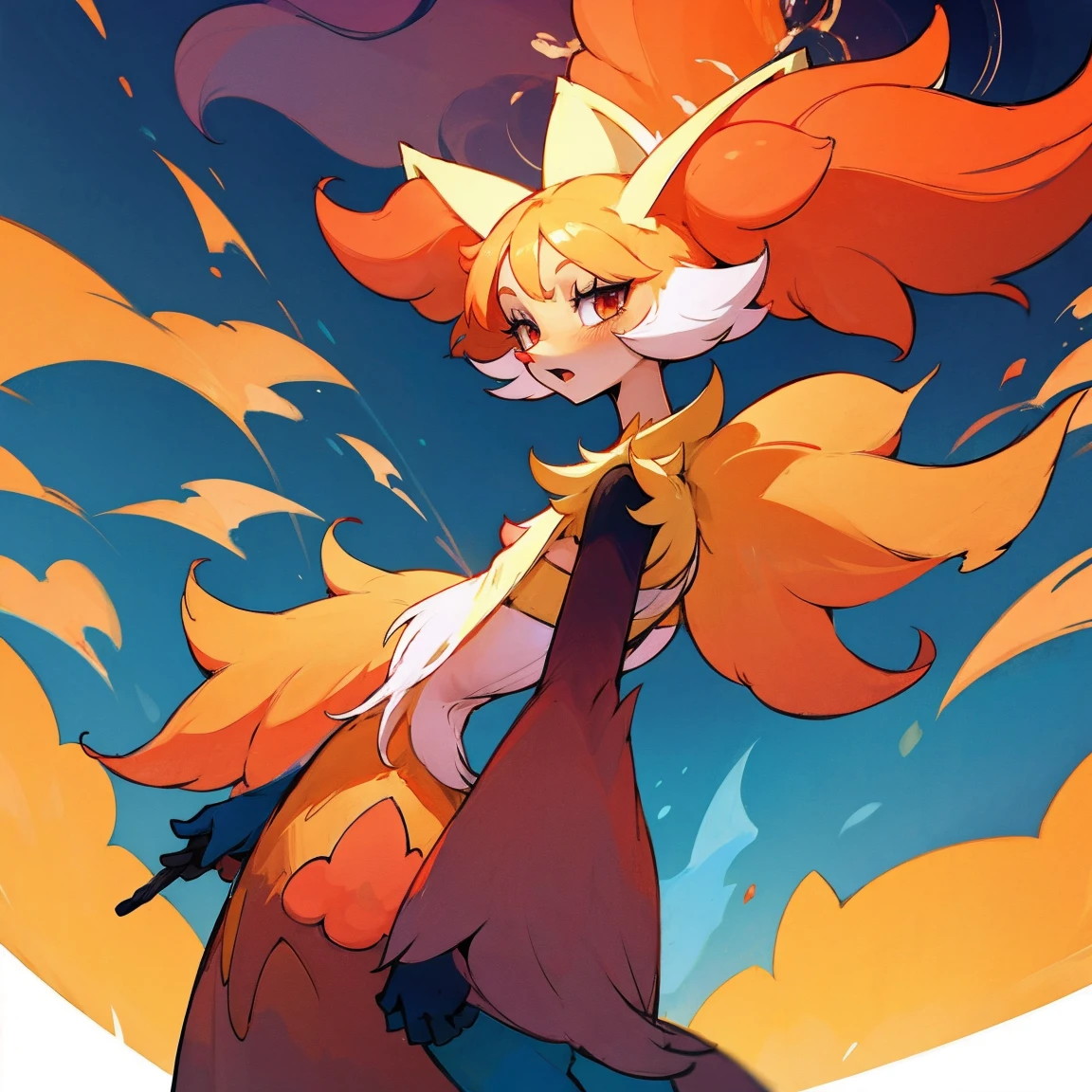 Personaje Delphox de pokemon, denuda con postura misionero,  (NSFW)