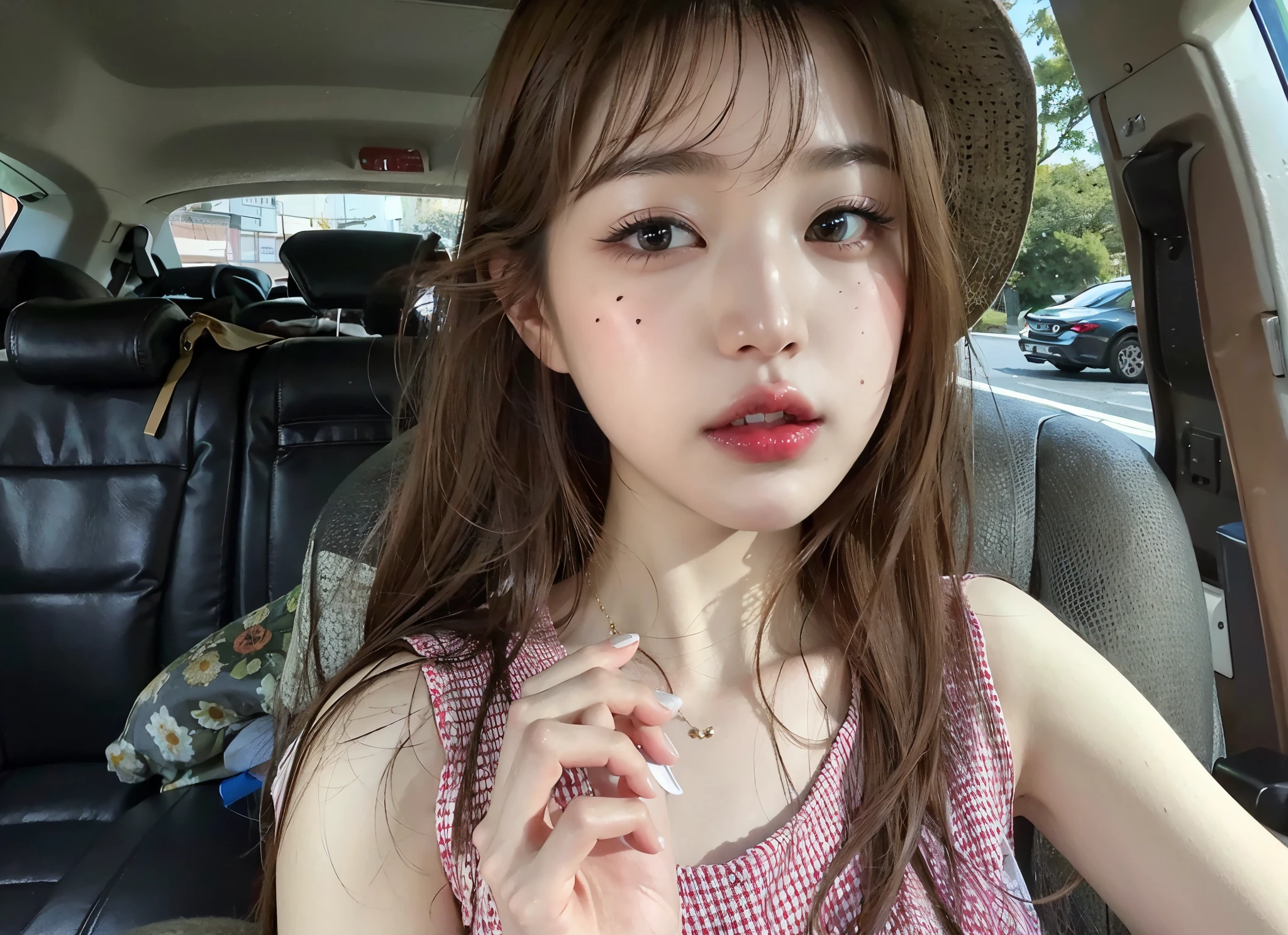 Best quality, masterpiece, ultra high res, (photorealistic:1.4), raw photo, 1girl, inside cafe, looking at viewer, long hair, pale skin, half body