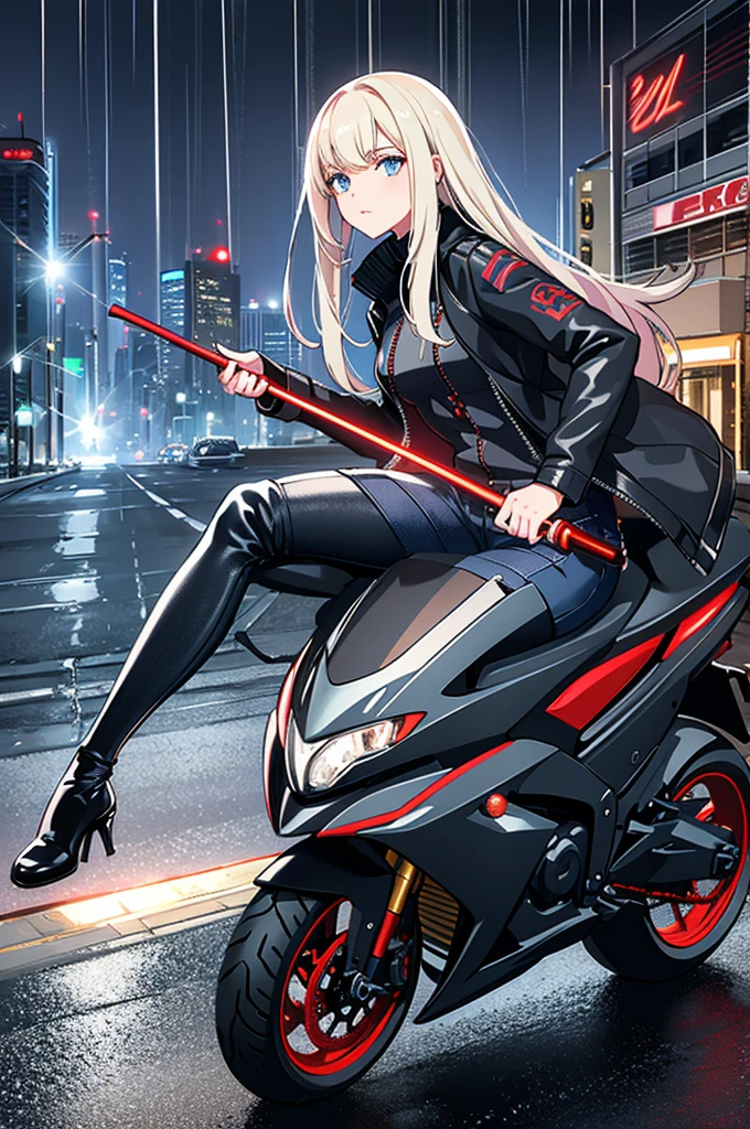 1girl, dress, jacket, rain, ground vehicle, helmet, mecha, motor vehicle, motorcycle, on motorcycle, vehicle focus, wheel, night, road, street, rain, city, puddles, 8k, ultra realistic, lens flare, atmosphere, glow, detailed, intricate, full of colour, cinematic lighting, trending on artstation, 4k, hyperrealistic, focused, extreme details, unreal engine 5, cinematic, Masterpiece, best quality
