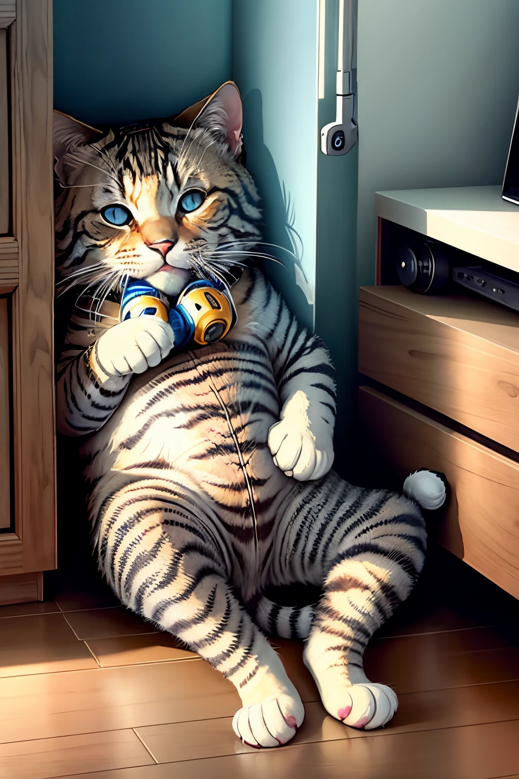 gatinho ouvindo musica no fone de ouvido sem fio