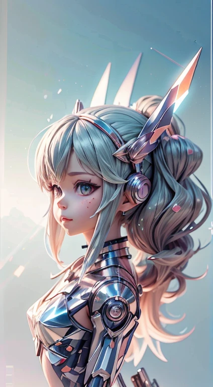 anime girl with shining light in hand, ArtGerm on ArtStation Pixiv, very detailed Artgerm, ig model | ArtGerm, fanart best artstation, ArtGerm. high detailing, ! Dream ArtGerm, artgerm detailed, ArtGerm. Anime Illustration,Cute, 3D Rendering, Small robot, portrait female anime, Cute 3D Anime Rendering, cute detailed digital art, mini cute mecha, 3D rendering stylized, 3D rendered character art 8k, Cute Digital Painting, anime style 3D, super detailed render, weapon in hand, Delicate face,