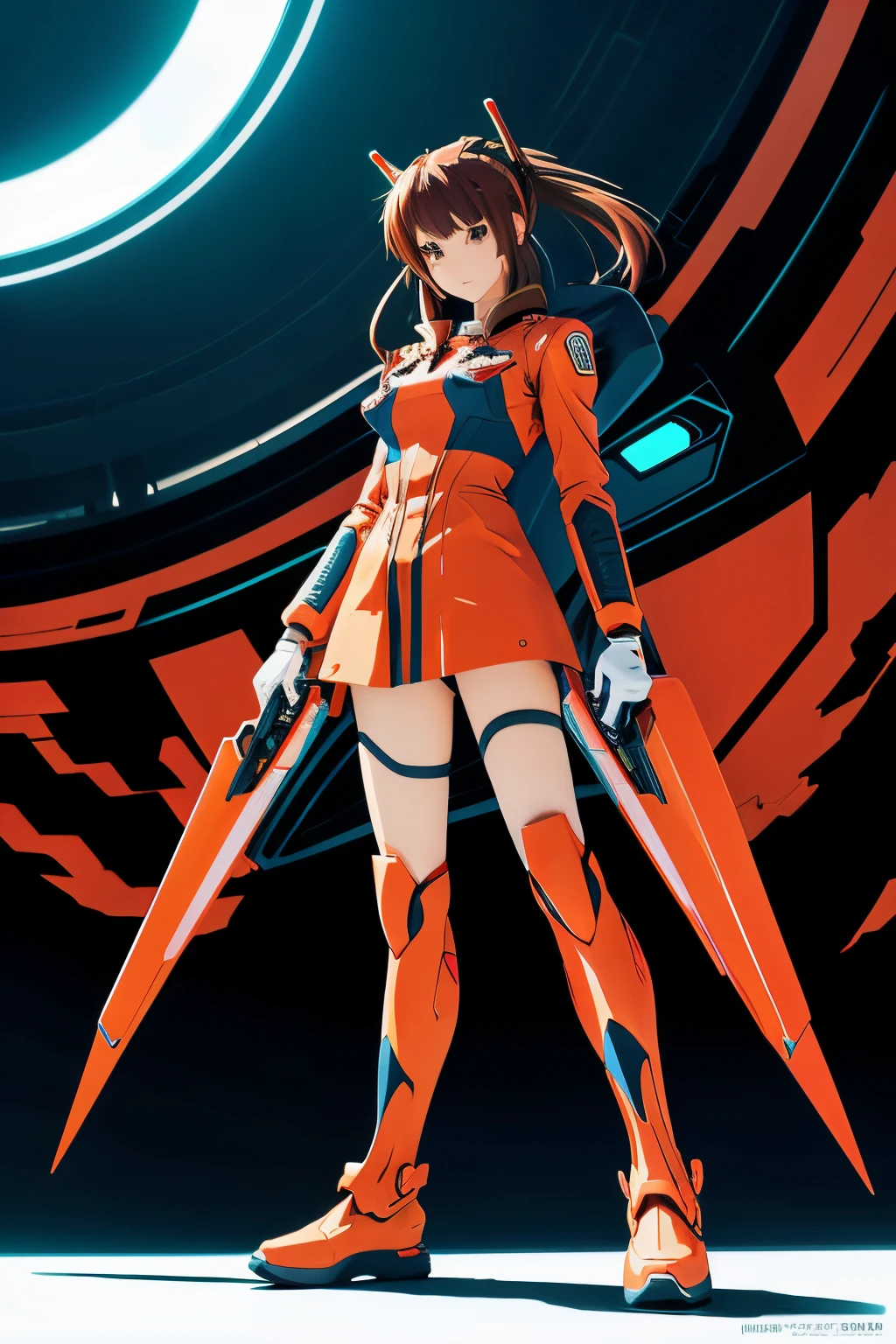 Best Shots，2010s anime style evangelion, Full body high definition，Female Pilots，Asuka，Futuristic, surrealism, evangelion style, Advance Suit, detailed line art, Fine details,  Kyoto Animation Key Art Feminine eye level shot