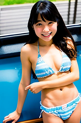 Immaculate bikini、Japan High School Girl、Long black hair、Baby Faced Girl、Streaks in the crotch、