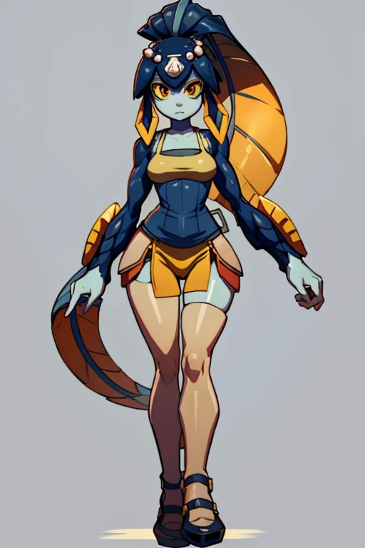 Personaje minette de skullgirl, con su ropa de caracteristica , full body size, cuerpo completo y zapatos