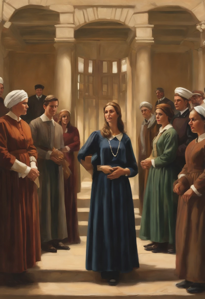 A group of women secretly meeting to plan their escape,original,Elijah King, a fictional character reminiscent of Warren Jeffs, stands as a commanding figure in his community, often seen in traditional, modest attire that signals his self-proclaimed spiritual leadership. His stern, unsmiling face and piercing gaze convey a sense of authority and an unyielding belief in his own doctrines.