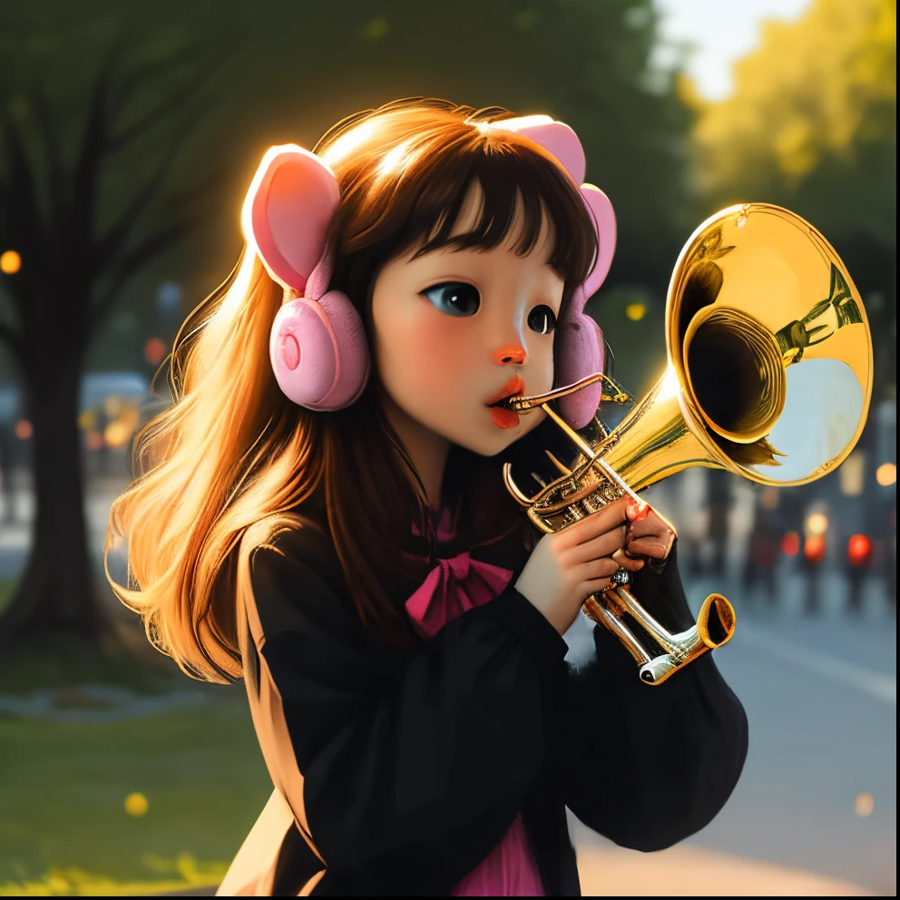 My melody holding a trumpet