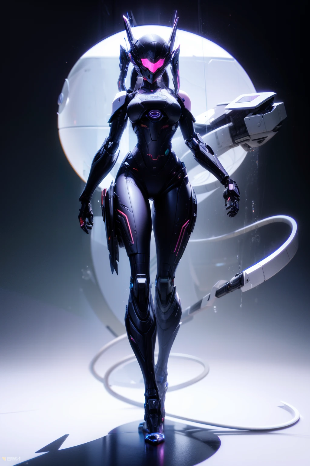 Viper Mecha, Full body lesbian, Alone, cyber punk personage, Exquisitely, Bubble Mart Blind Box, Clay texture, walking on earth, Black and white background, potted, circular base, natural  lightting, Best quality, hyper-detailing, Art 3D, c4d, Overclocked renderer, 3 Rendering, 8K