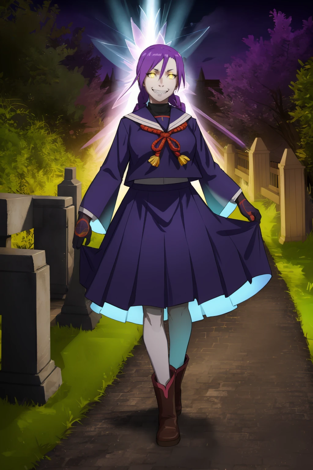 masterpiece, best quality:1.2), cowboy shot, solo, 1girl, chikujoin magane, sharp teeth, evil grin, looking at viewer, hand on hip, single braid, serafuku,long pleated skirt, wizard uniform, exorcist, holy gloves,, french medieval villa, long skirt ,white vest, walking full body, tall female, SeaArt Bot Txt2Img SeaArt 2.1 02:24:20 Expires in 30 Day(s) 1girl, solo, looking at viewer, cowboy shot, hand arms full body,boots, standing,cute,breast, curvy, female,fantasy goddess,there is a cartoon picture of a woman with a very large breast, glowing divine being, glowing holy aura, inspired by Luma Rouge, the non-binary deity of spring, ethereal rainbow nimbus, the butterfly goddess of fire, inspired by Mariel, glowing aura around her, astral wind, as the goddess of the saturn, “uwu the prismatic person, big breast, serious, beautiful eyes, , full body, walking, long robe, long dress, ,priestess ,holy, smile, god rays, ray tracing, sparkle, cinematic lighting, UHD, retina, masterpiece, ccurate, anatomically correct, textured skin, super detail, high details, high quality, award winning, best quality, highres, 1080P, HD, 4K, thunder aura, light aura,full,