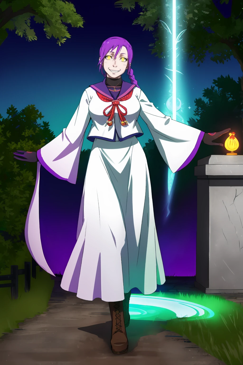 masterpiece, best quality:1.2), cowboy shot, solo, 1girl, chikujoin magane, sharp teeth, evil grin, looking at viewer, hand on hip, single braid, serafuku,long pleated skirt, wizard uniform, exorcist, holy gloves,, french medieval villa, long skirt ,white vest, walking full body, tall female, SeaArt Bot Txt2Img SeaArt 2.1 02:24:20 Expires in 30 Day(s) 1girl, solo, looking at viewer, cowboy shot, hand arms full body,boots, standing,cute,breast, curvy, female,fantasy goddess,there is a cartoon picture of a woman with a very large breast, glowing divine being, glowing holy aura, inspired by Luma Rouge, the non-binary deity of spring, ethereal rainbow nimbus, the butterfly goddess of fire, inspired by Mariel, glowing aura around her, astral wind, as the goddess of the saturn, “uwu the prismatic person, big breast, serious, beautiful eyes, , full body, walking, long robe, long dress, ,priestess ,holy, smile, god rays, ray tracing, sparkle, cinematic lighting, UHD, retina, masterpiece, ccurate, anatomically correct, textured skin, super detail, high details, high quality, award winning, best quality, highres, 1080P, HD, 4K, thunder aura, light aura,full,