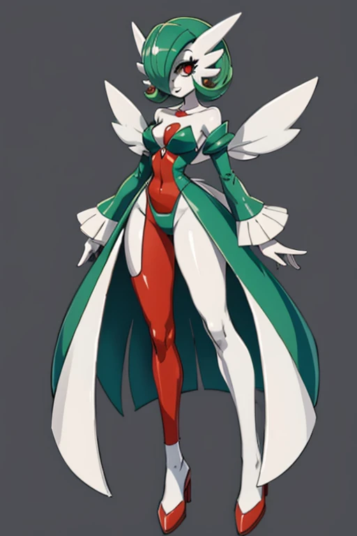 Personaje gardevoir de pokemon, con su ropa de caracteristica , full body size, cuerpo completo y zapatos y cuerpo sexy