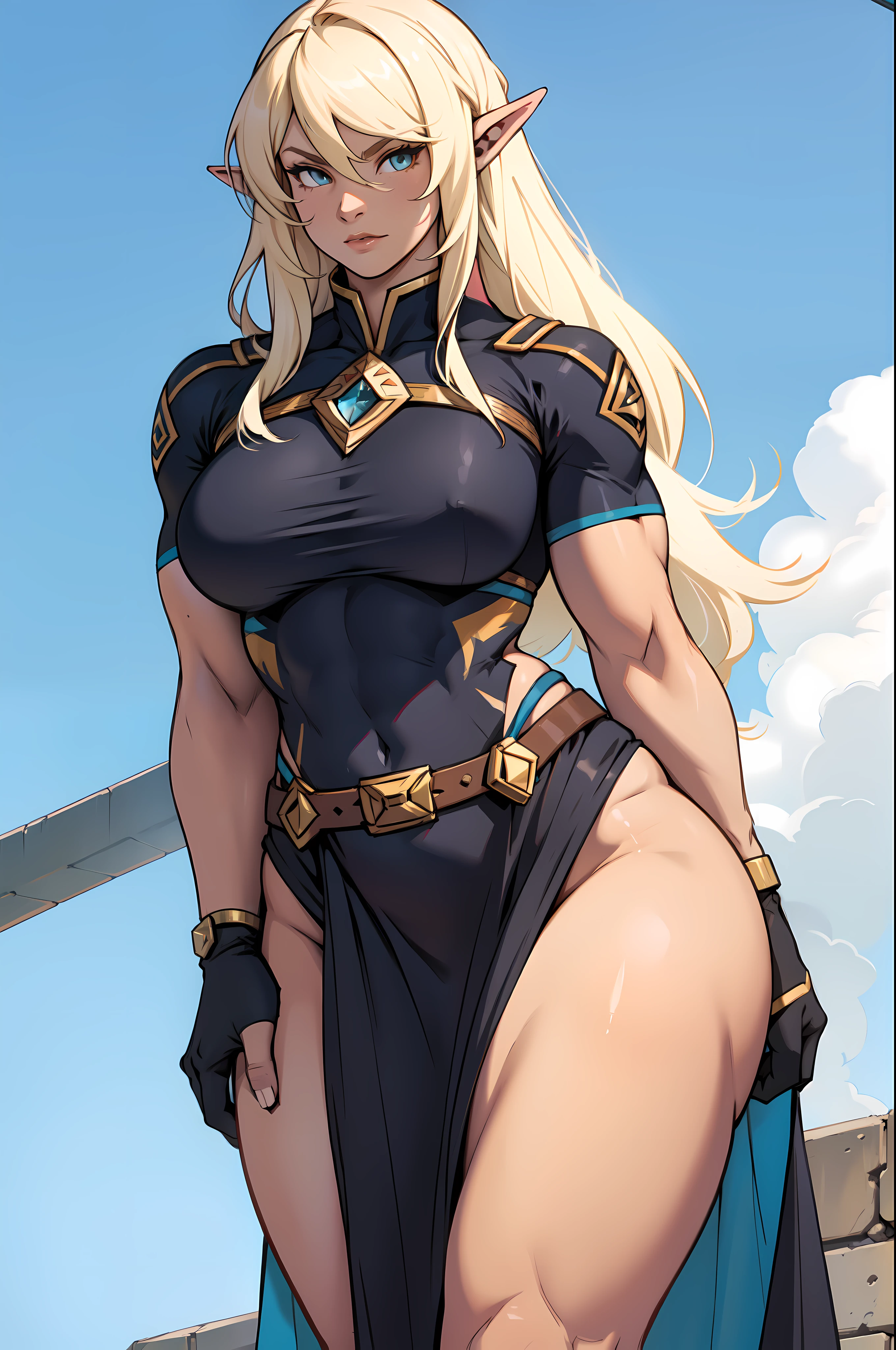 extremely long hair perfect anatomy 1 girl tall solo curvy (muscular) high elf