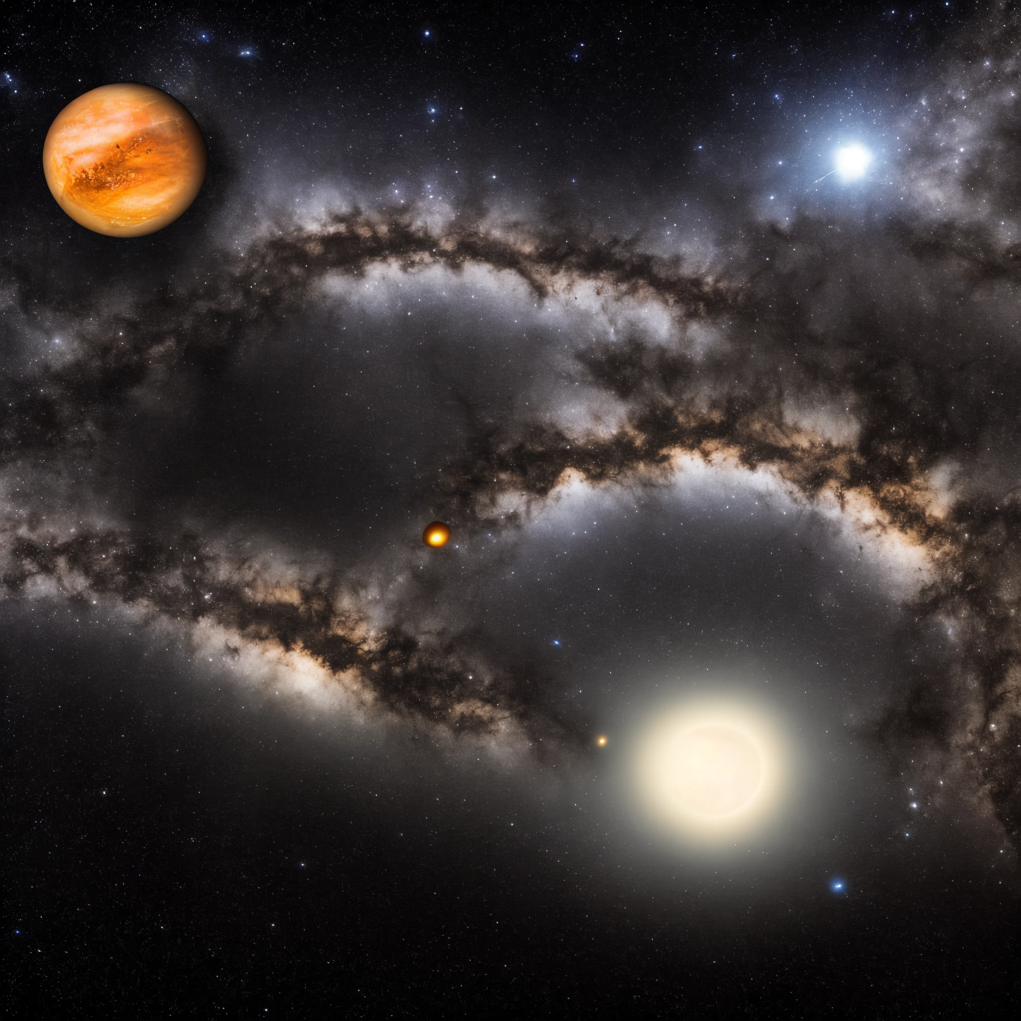 Milky Way Galaxy planets spaceship