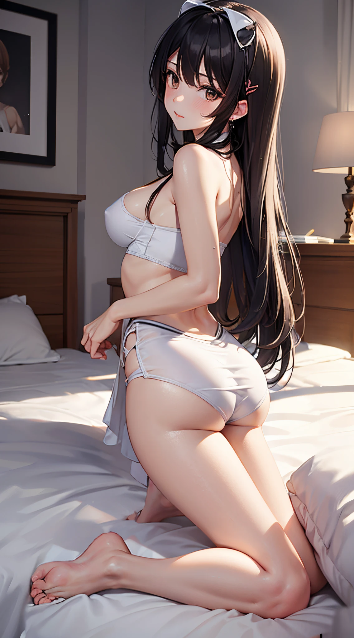 Kneel on the bed