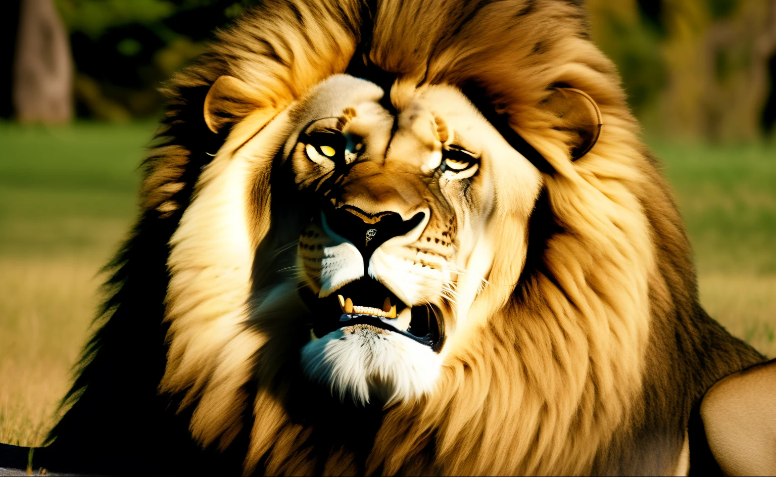 Roaring king lion