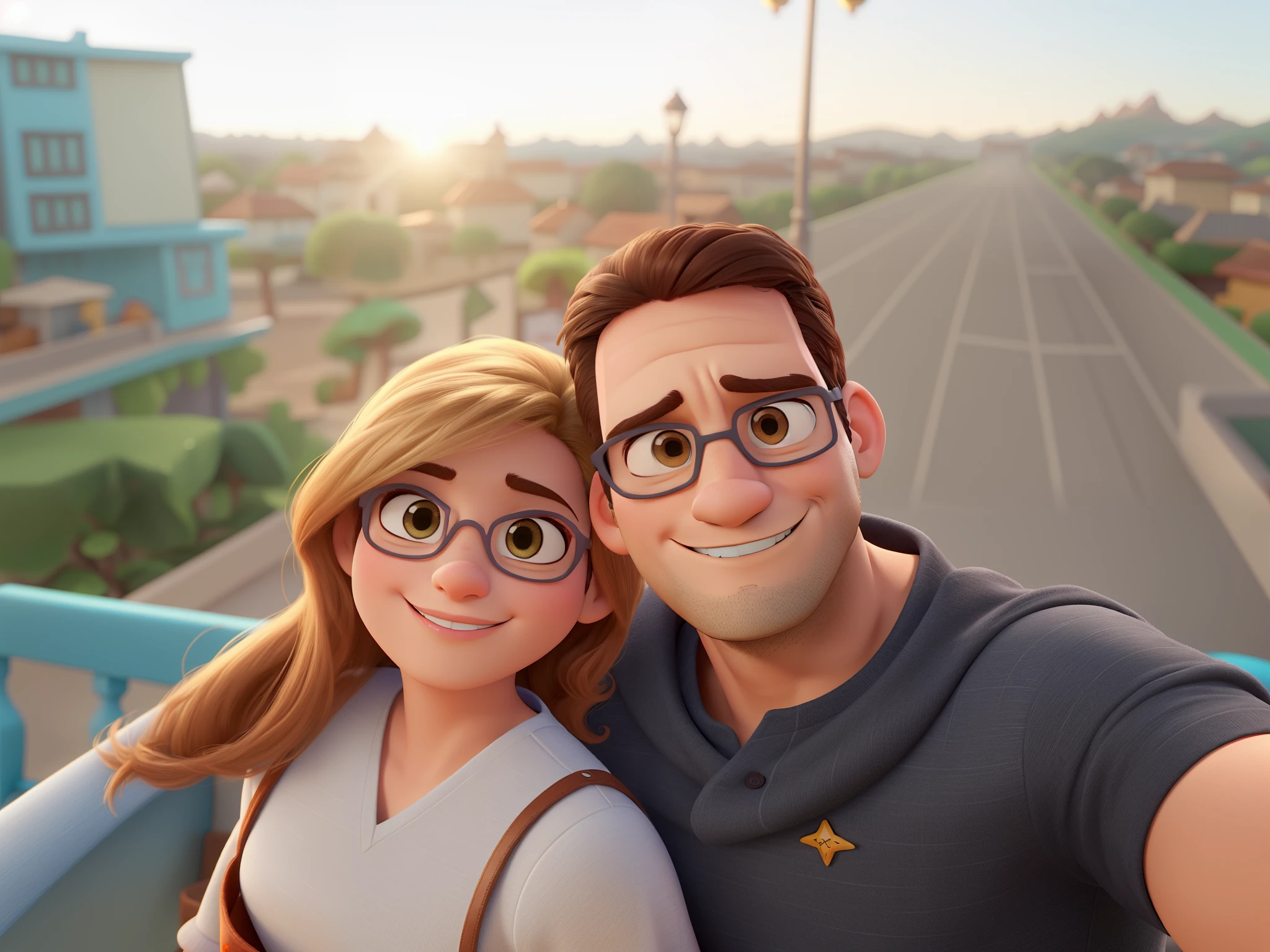 casal homem e mulher no estilo Disney Pixar, alta qualidade, melhor qualidade