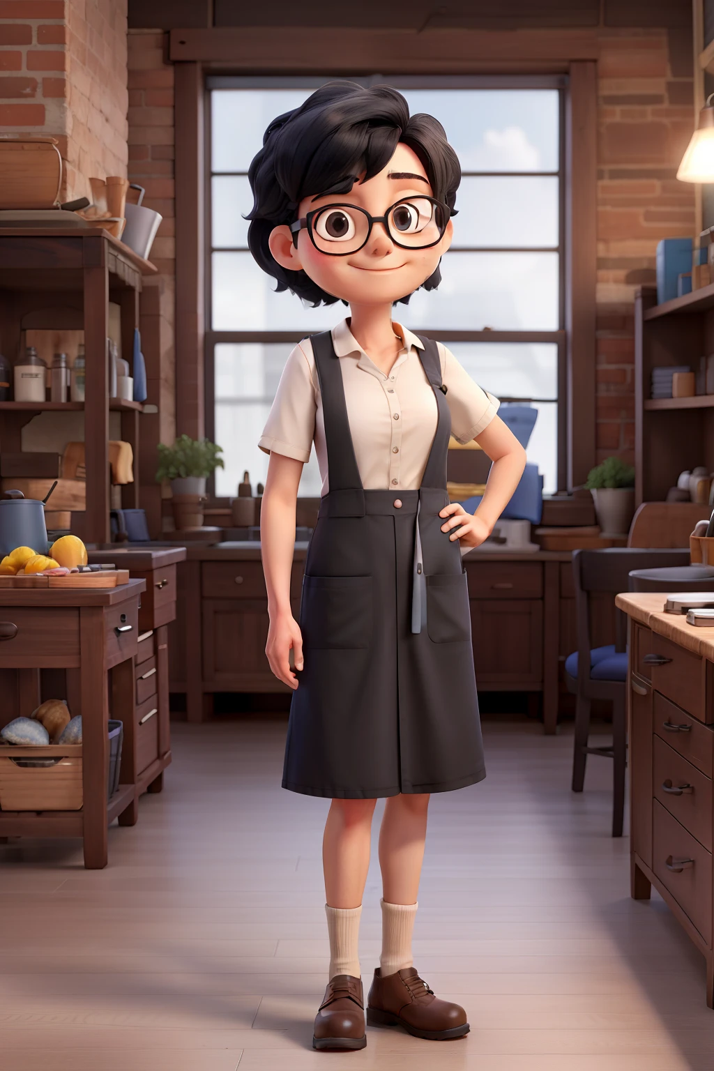 Duster Apron for Glasses Cleaner Daily Worker Black Short Hair