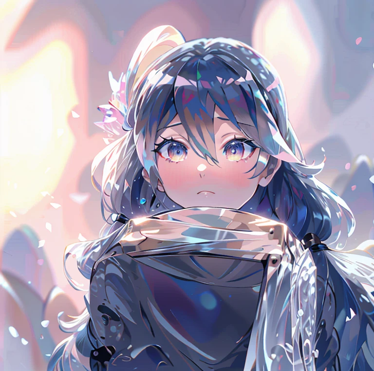 anime girl with long hair and a hoodie on, anime moe artstyle, anime artstyle, made with anime painter studio, anime style. 8k, anime style 4 k, (anime girl), anime stylized, high quality anime artstyle, realistic anime artstyle, artwork in the style of guweiz, anime style portrait, beautiful anime portrait, stylized anime,plastic hair, hologram hair