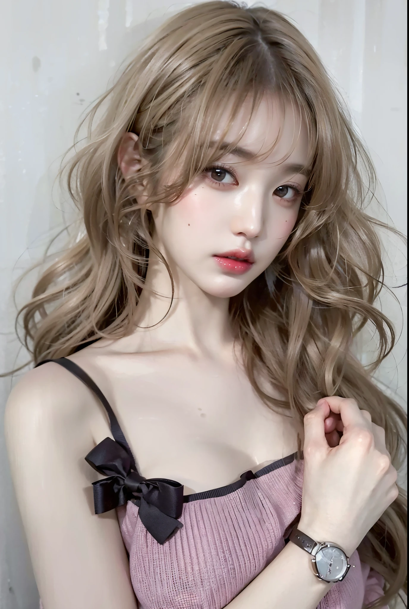 Best quality, masterpiece, ultra high res, (photorealistic:1.4), raw photo, 1girl, inside cafe, looking at viewer, long hair, pale skin, half body